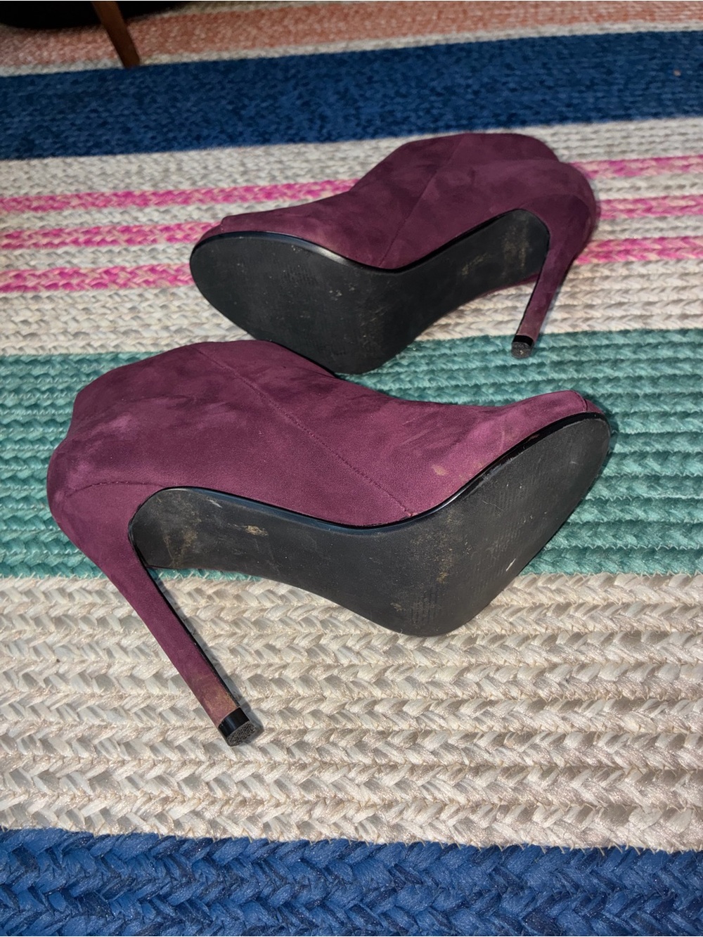 Steve Madden Plum Suede Open-Toe Stiletto Booties - Picture 7 of 8